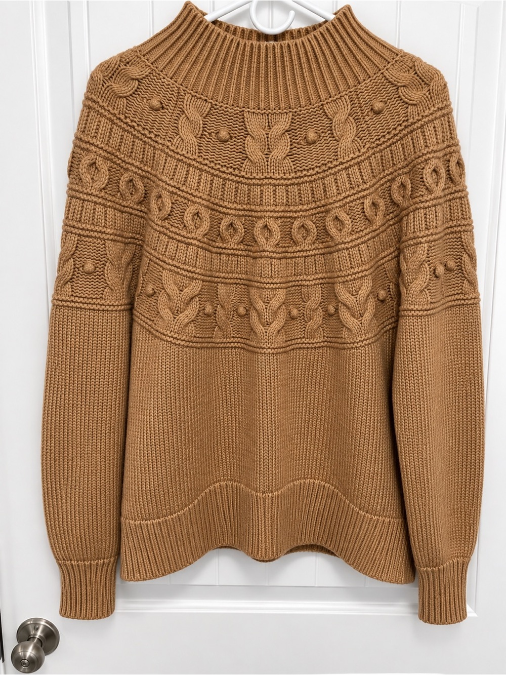 Banana Republic Couronne Cable Knit Funnel Neck Sweater Camel XL